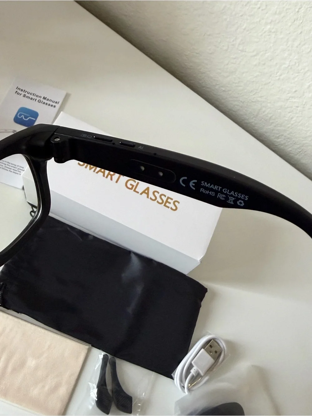 Smart Glasses Bluetooth Audio Sunglasses - Black